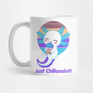 Cute and Funny Kawaii Axolotl with Boba Tea Mug